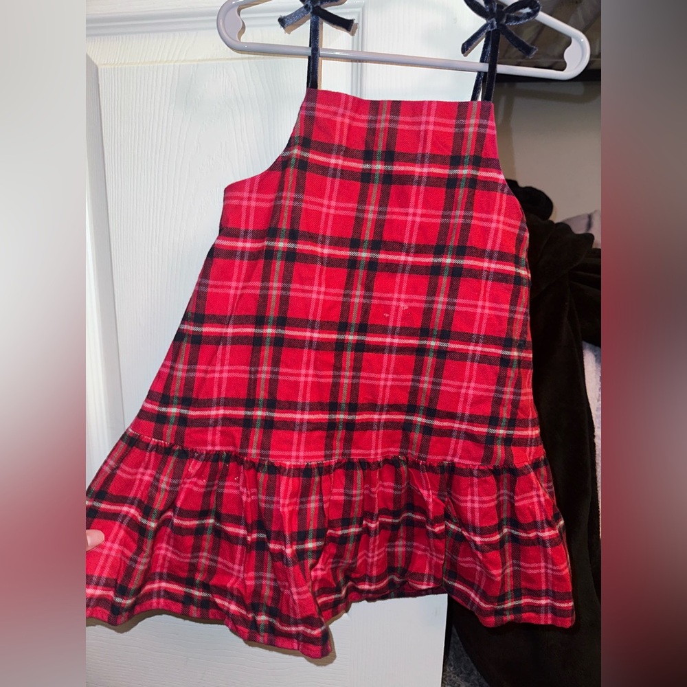 Old Navy Red Plaid Dress with Velvet Straps